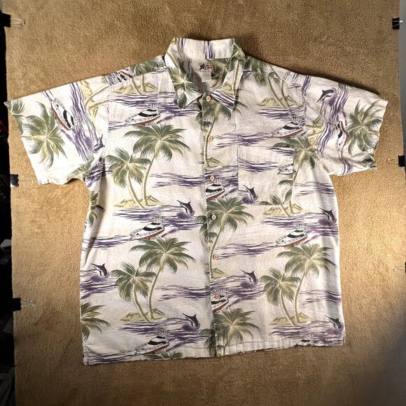 Vintage Cherokee Waikiki Wear, Hawaiian Button Down Tropical Shirt Size XL - Picture 1 of 7